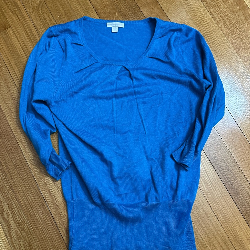 New York & Company Teal Scoop Neck Sweater Size Medium